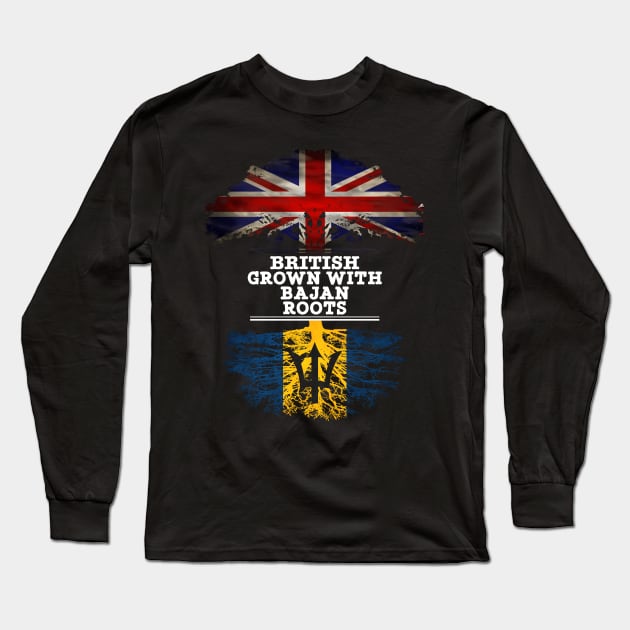 British Grown With Bajan Roots - Gift for Barbados With Roots From Bajan Long Sleeve T-Shirt by Country Flags